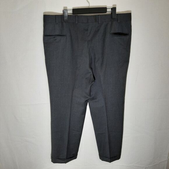 Jos A Bank Wool Dress Pants 42x30 Charcoal Flat Front USA Made Men’s Trousers - Picture 3 of 6